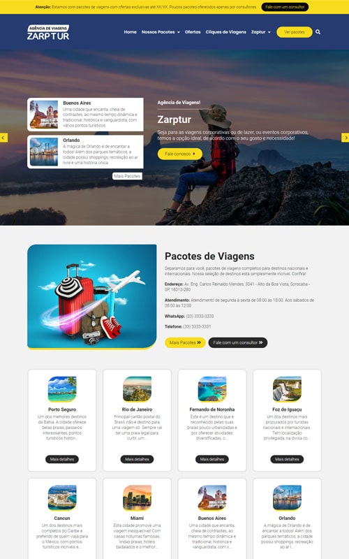 Página inicial do site